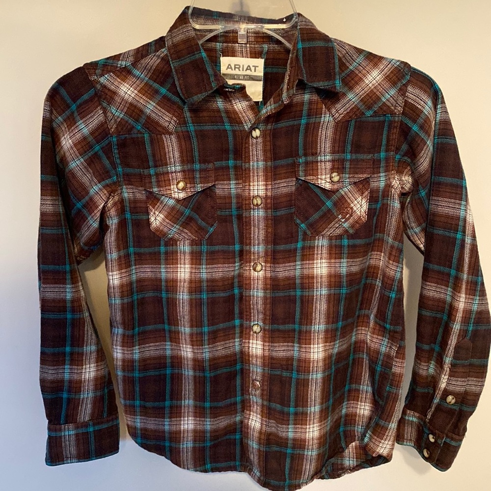 ARIAT Boys Harrisburg Retro Snap Flannel Shirt